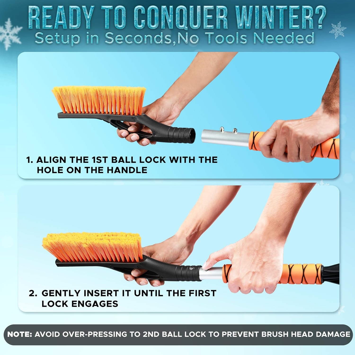 image:imageEcoNour 27 Aluminum Car Snow Scraper and Brush Red ScratchFree Weaved Bristle Head with Metal Body Ice Scraper for Car WindshieldTough Ice Scraper with Ergonomic Foam Grip for Cars1 PackOrange Orange