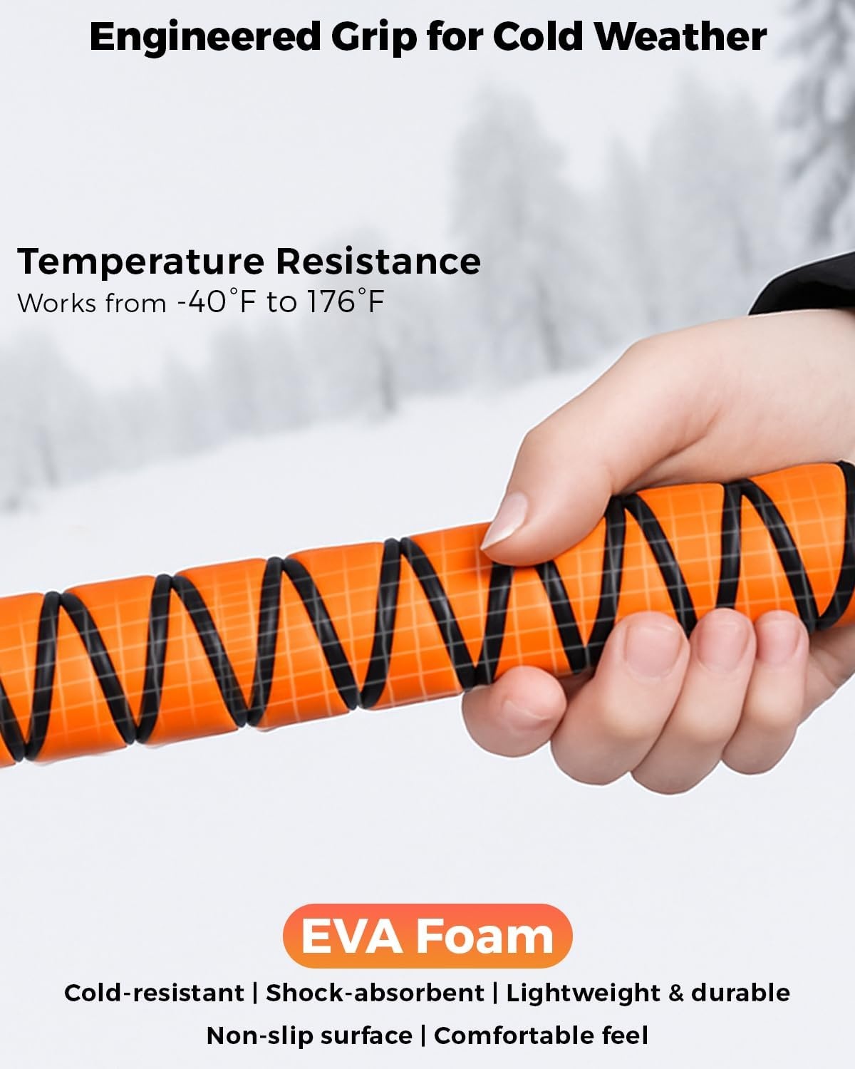 image:imageEcoNour 27 Aluminum Ice Scrapers for Car Windshield Car Snow Scraper For Car Window and Snow Brush with Ergonomic Foam Grip Winter Accessories OrangeOrange