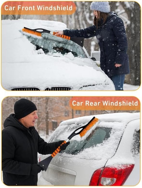 image:imageEcoNour 27 Aluminum Ice Scrapers for Car Windshield Car Snow Scraper For Car Window and Snow Brush with Ergonomic Foam Grip Winter Accessories OrangeOrange