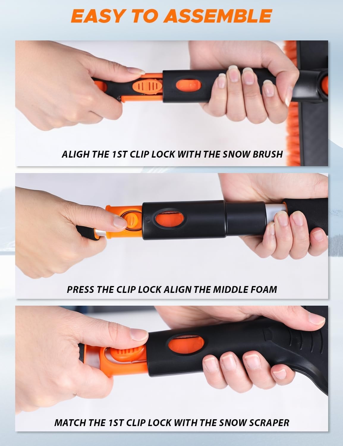 image:imageEcoNour 36 Extendable Snow Brush and Ice Scraper 3in1 Snow Removal Brush Telescopic Brush with 360 Rotating Head for Car Windshield Ice Scraper for SUV Truck and Car Winter Car Accessories53