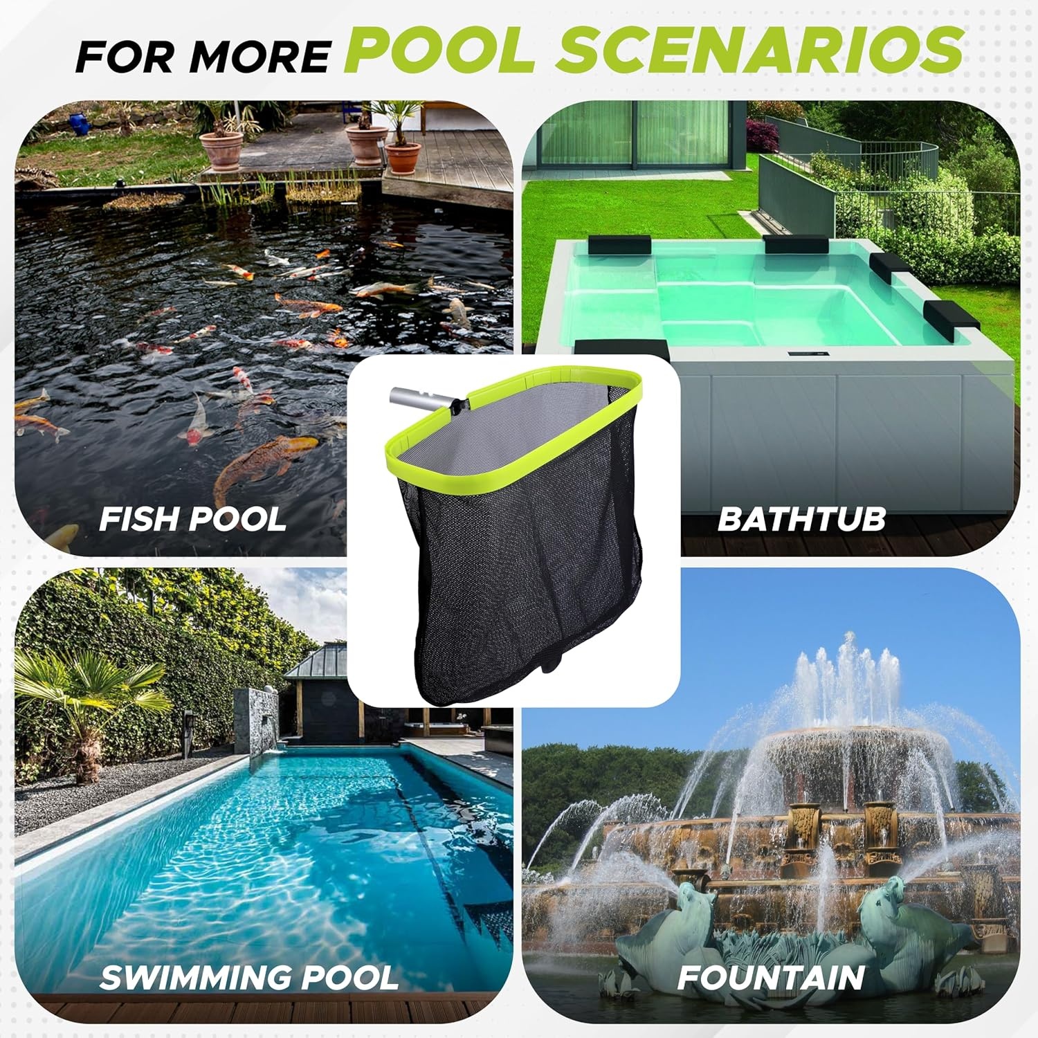 image:imageEcoNour Pool Skimmer Net Professional Heavy Duty Deep Ultra Fine Mesh Pool Leaf Rake for Cleaning Leaves and Debris Strong Frame Fits Standard Poles No PoleSkimmer Net Aluminum