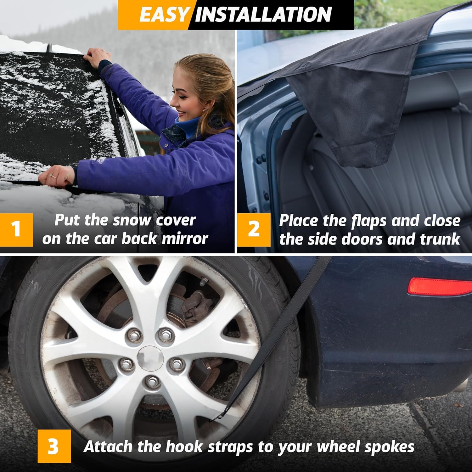 image:imageEcoNour Rear Windshield Cover for Ice and Snow Car Back Window Snow Cover Frost Cover Complete Protection from Snow and Other Winter Debris Winter Car Accessories for Sedan SUV amp VanMediumRear Snow Cover