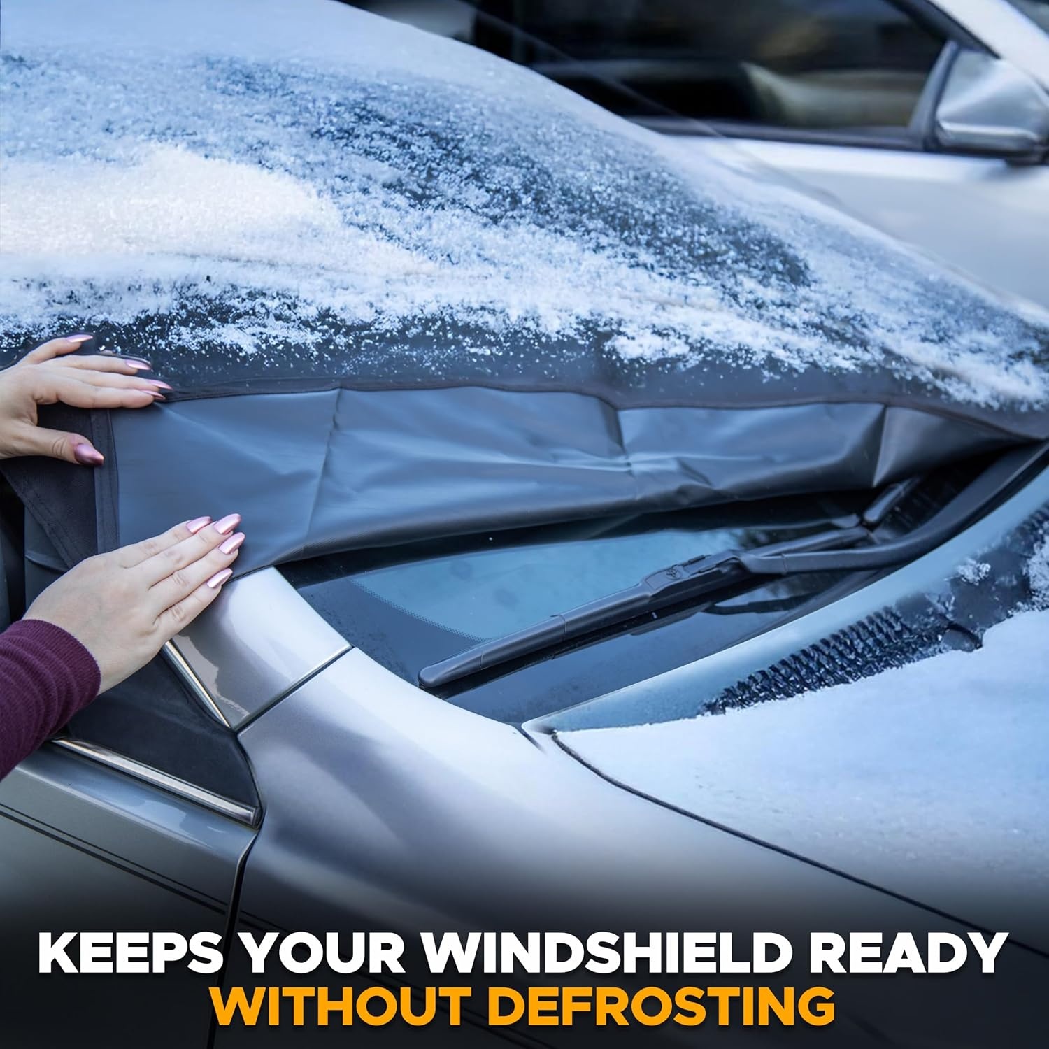 image:imageEcoNour Windshield Cover for Ice and Snow Universal Fit for Car SUV Truck Heavy Duty 600D Oxford Fabric Frost Protector for Ice amp Sleet Includes AntiTheft Straps Medium 69x42Medium
