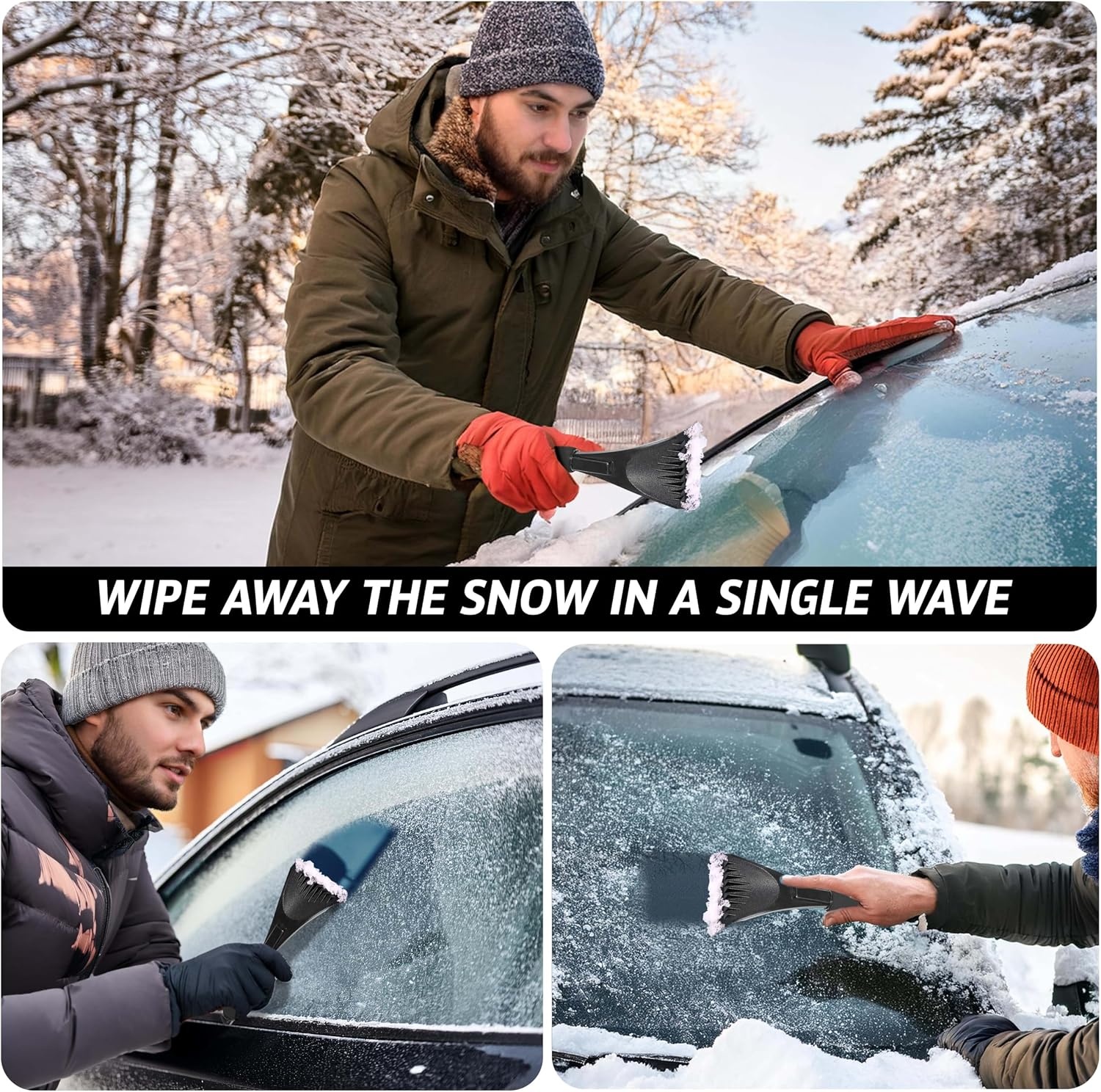 image:imageEcoNour Windshield Ice Scraper for Car 2 Pack Scraper to Remove Snow amp Ice Ice Crusher for Car Window with Foam Handle for Perfect Grip Ice Removal Accessoriesblack