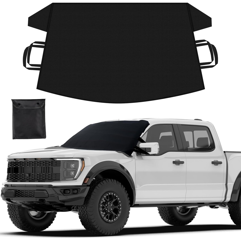 image:imageEcoNour Windshield Cover for Ice and Snow  Universal Fit for Car SUV Truck Heavy Duty 600D Oxford Fabric Frost Protector for Ice amp Sleet Includes AntiTheft Straps Medium 69x42XLarge
