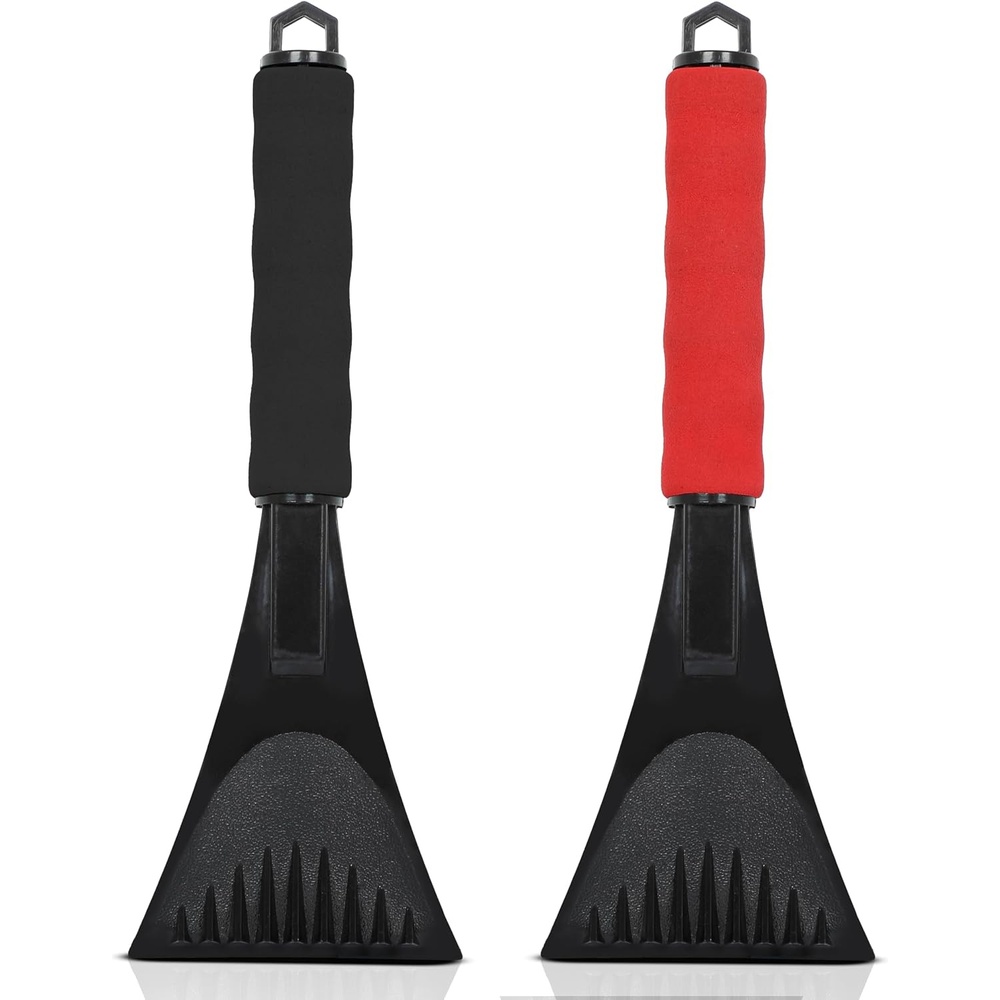 image:imageEcoNour Windshield Ice Scraper for Car 2 Pack Scraper to Remove Snow amp Ice Ice Crusher for Car Window with Foam Handle for Perfect Grip Ice Removal AccessoriesBlack Red
