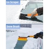 Autovir 39″ 6 in 1 Snow Shovel for Car | 270 Degree Rotating Snow Brush | Ice Scraper for Car Windshield | Scratch Free Extendable Snow Squeegee for SUV, Truck Winter Accessories(Orange)