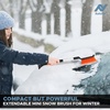 Autovir 39″ 6 in 1 Snow Shovel for Car | 270 Degree Rotating Snow Brush | Ice Scraper for Car Windshield | Scratch Free Extendable Snow Squeegee for SUV, Truck Winter Accessories(Mini Brush-orange)