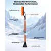 EcoNour 27″ Aluminum Car Snow Scraper and Brush (Red) | Scratch-Free | Weaved Bristle Head with Metal Body Ice Scraper for Car Windshield-Tough Ice Scraper with Ergonomic Foam Grip for Cars-1 Pack(Orange)