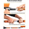 EcoNour 27″ Aluminum Car Snow Scraper and Brush (Red) | Scratch-Free | Weaved Bristle Head with Metal Body Ice Scraper for Car Windshield-Tough Ice Scraper with Ergonomic Foam Grip for Cars-1 Pack(Orange)