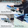 EcoNour 27″ Aluminum Car Snow Scraper and Brush (Red) | Scratch-Free | Weaved Bristle Head with Metal Body Ice Scraper for Car Windshield-Tough Ice Scraper with Ergonomic Foam Grip for Cars-1 Pack(Blue)