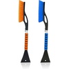 EcoNour 27″ Aluminum Car Snow Scraper and Brush (Red) | Scratch-Free | Weaved Bristle Head with Metal Body Ice Scraper for Car Windshield-Tough Ice Scraper with Ergonomic Foam Grip for Cars-1 Pack(Blue & Orange)