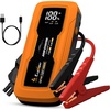 EcoNour car Battery Jump Starter 1600A Peak Up to 7L Gas & 5.5L Diesel Engines 12V Lithium Jump Box with Jumper Cables, USB Charger, LCD Display, LED Flashlight – for Cars, SUVs, Trucks(Orange)