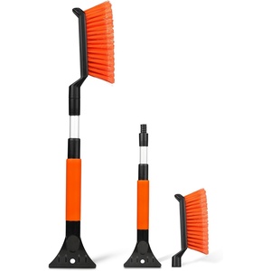 Autovir 39″ 6 in 1 Snow Shovel for Car | 270 Degree Rotating Snow Brush | Ice Scraper for Car Windshield | Scratch Free Extendable Snow Squeegee for SUV, Truck Winter Accessories(Mini Brush-orange)