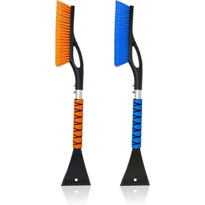 EcoNour 27″ Aluminum Car Snow Scraper and Brush (Red) | Scratch-Free | Weaved Bristle Head with Metal Body Ice Scraper for Car Windshield-Tough Ice Scraper with Ergonomic Foam Grip for Cars-1 Pack(Blue & Orange)