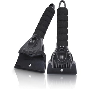 EcoNour Windshield Ice Scraper for Car 2 Pack Scraper to Remove Snow & Ice | Ice Crusher for Car Window with Foam Handle for Perfect Grip | Ice Removal Accessories(Black & Black)