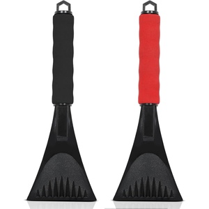 EcoNour Windshield Ice Scraper for Car 2 Pack Scraper to Remove Snow & Ice | Ice Crusher for Car Window with Foam Handle for Perfect Grip | Ice Removal Accessories(Black & Red)