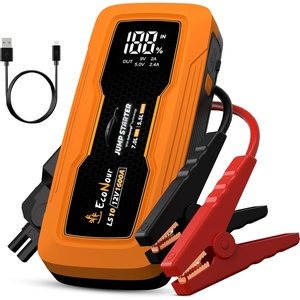 EcoNour car Battery Jump Starter 1600A Peak Up to 7L Gas & 5.5L Diesel Engines 12V Lithium Jump Box with Jumper Cables, USB Charger, LCD Display, LED Flashlight – for Cars, SUVs, Trucks(Orange)