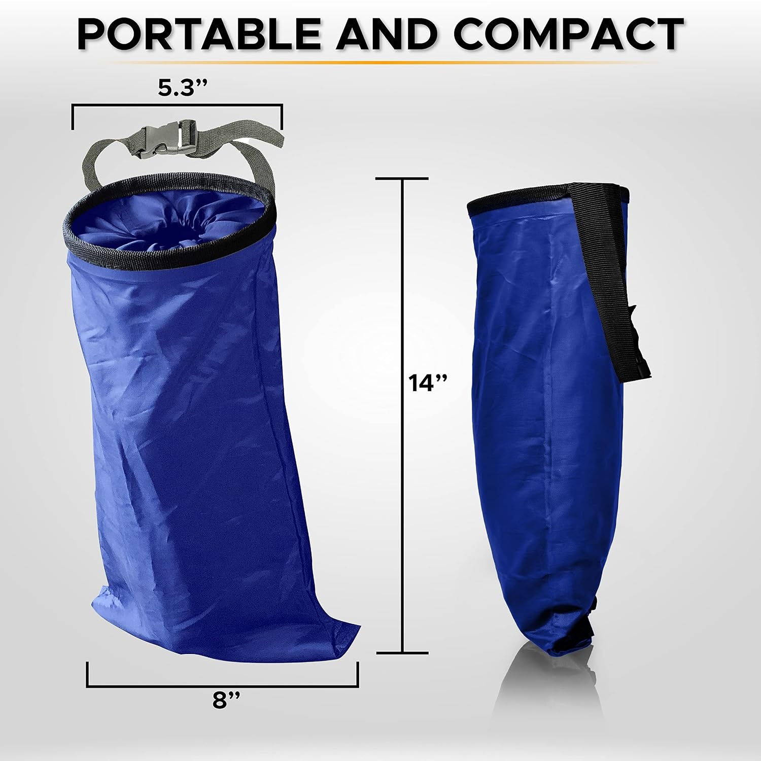 image:imageEcoNour 2 Pack Car Trash Bag Washable Back Seat Hanging Bag Elastic Opening amp Easy Mount Garbage Can with Waterproof Oxford Material Accessories for Camping Traveling amp OutdoorBlue