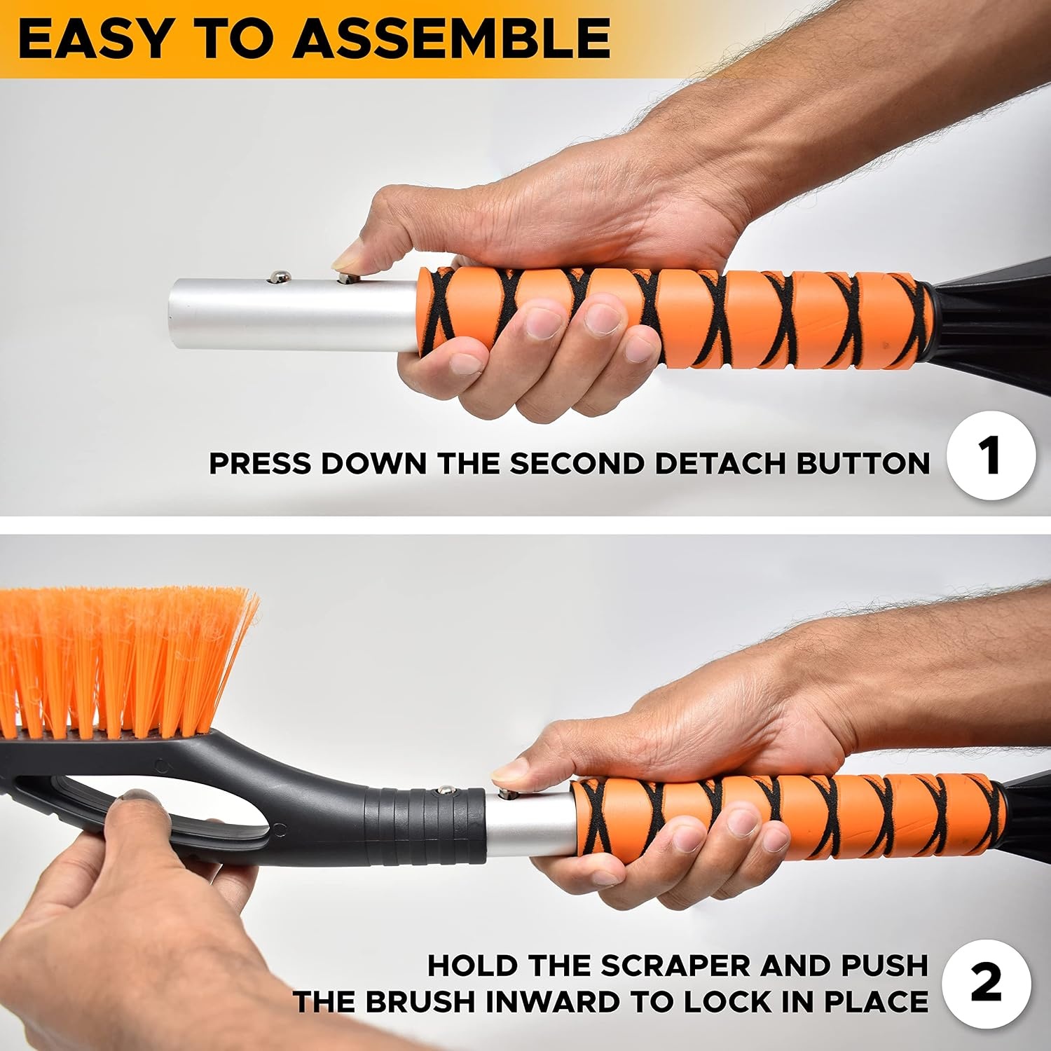 image:imageEcoNour 27 Car Snow Scraper amp Brush Extendable Snow Brush amp Ice Scraper for Car Windshield ScratchFree Bristles 3in1 Snow Brush with 360 Pivoting Head Snow Scraper with Foam Grip