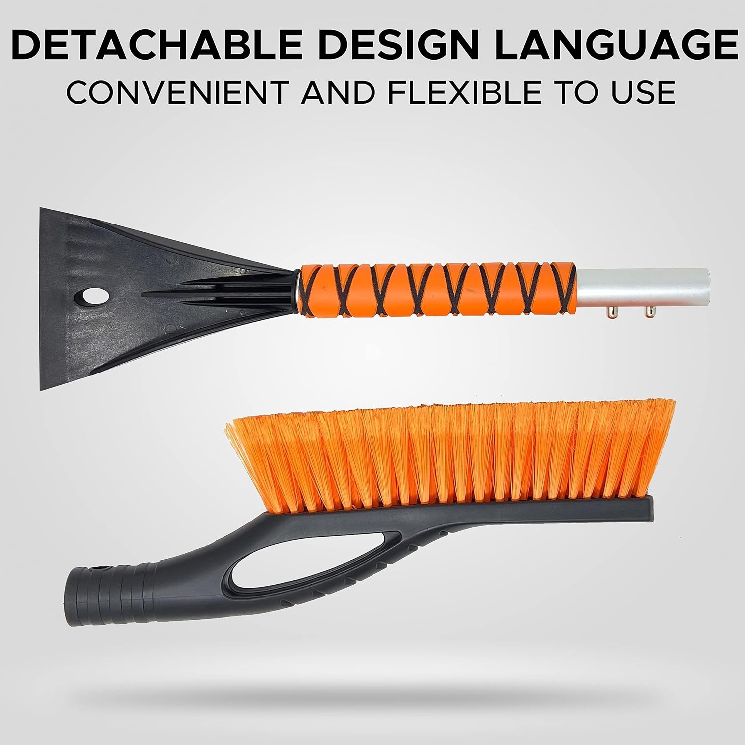 image:imageEcoNour 27 Car Snow Scraper amp Brush Extendable Snow Brush amp Ice Scraper for Car Windshield ScratchFree Bristles 3in1 Snow Brush with 360 Pivoting Head Snow Scraper with Foam Grip