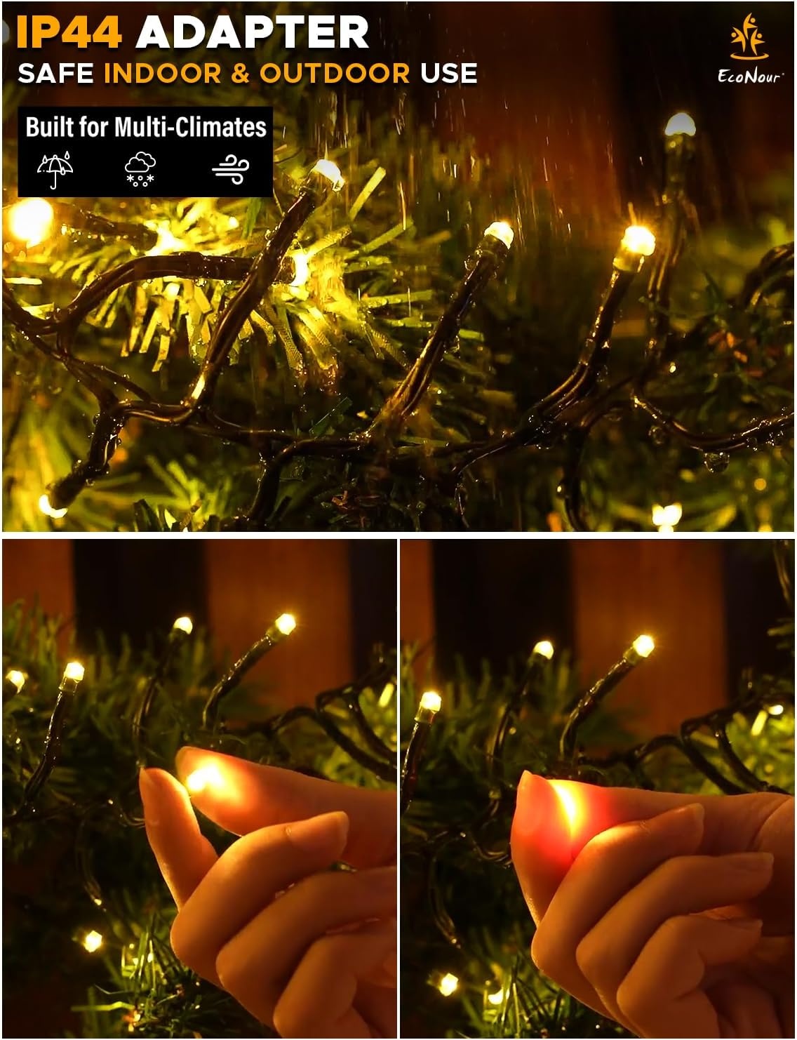 image:imageEcoNour 41 Ft 1000 LED Cluster Twinkle Lights for Easter Decor 8 Modes String Lights for Decoration with Timer and Memory Function Ambient Warm White Fairy Lights for Magical Home amp Garden DcorWarm White