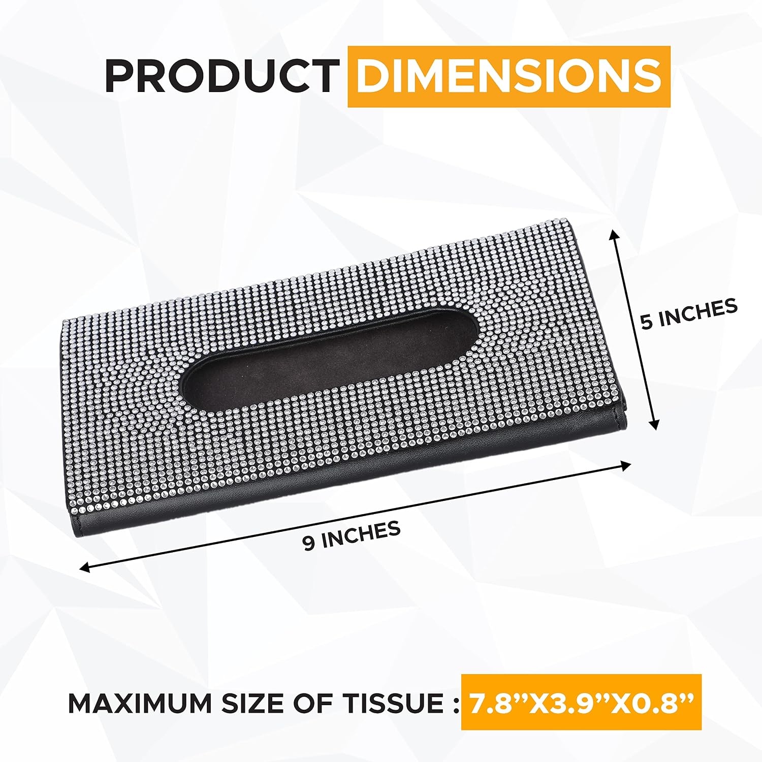 image:imageEcoNour Bling Car Crystal Glitter Paper Towel Holder PU Leather Case Mask amp Tissue Dispenser Bling Accessories for Women Sun Visor Organizer with Tissue HolderSilver