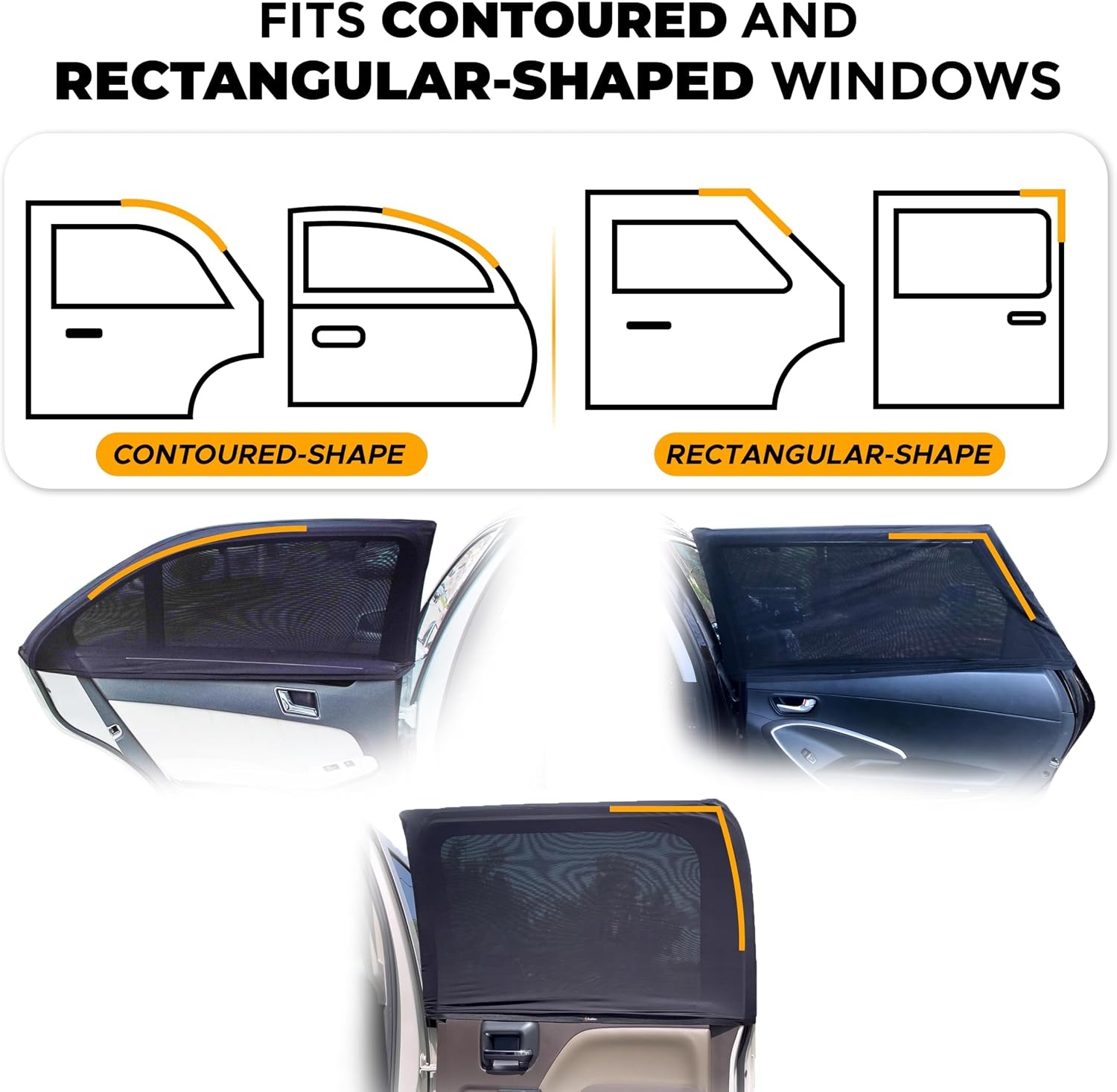 image:imageEcoNour Car Front Side Window Sun Shades Compatible for Toyota Tundra 2P ack Breathable Super Stretchy Mesh Sun Shade Heat Block UV Protection Car Window Screen Covers Mosquito Net CurtainsXLarge