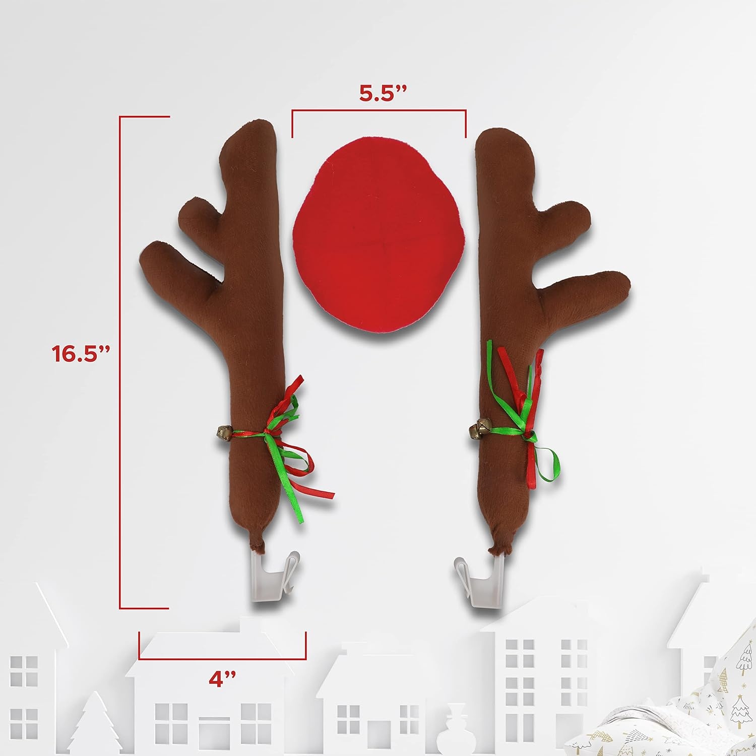 image:imageEcoNour Car Reindeer Antlers for Christmas Xmas Car Decoration Kit with Reindeer Antler Jingle Bells amp Nose Rudolph Car Kit as Christmas Car Setup and Holiday Accessories Decoration
