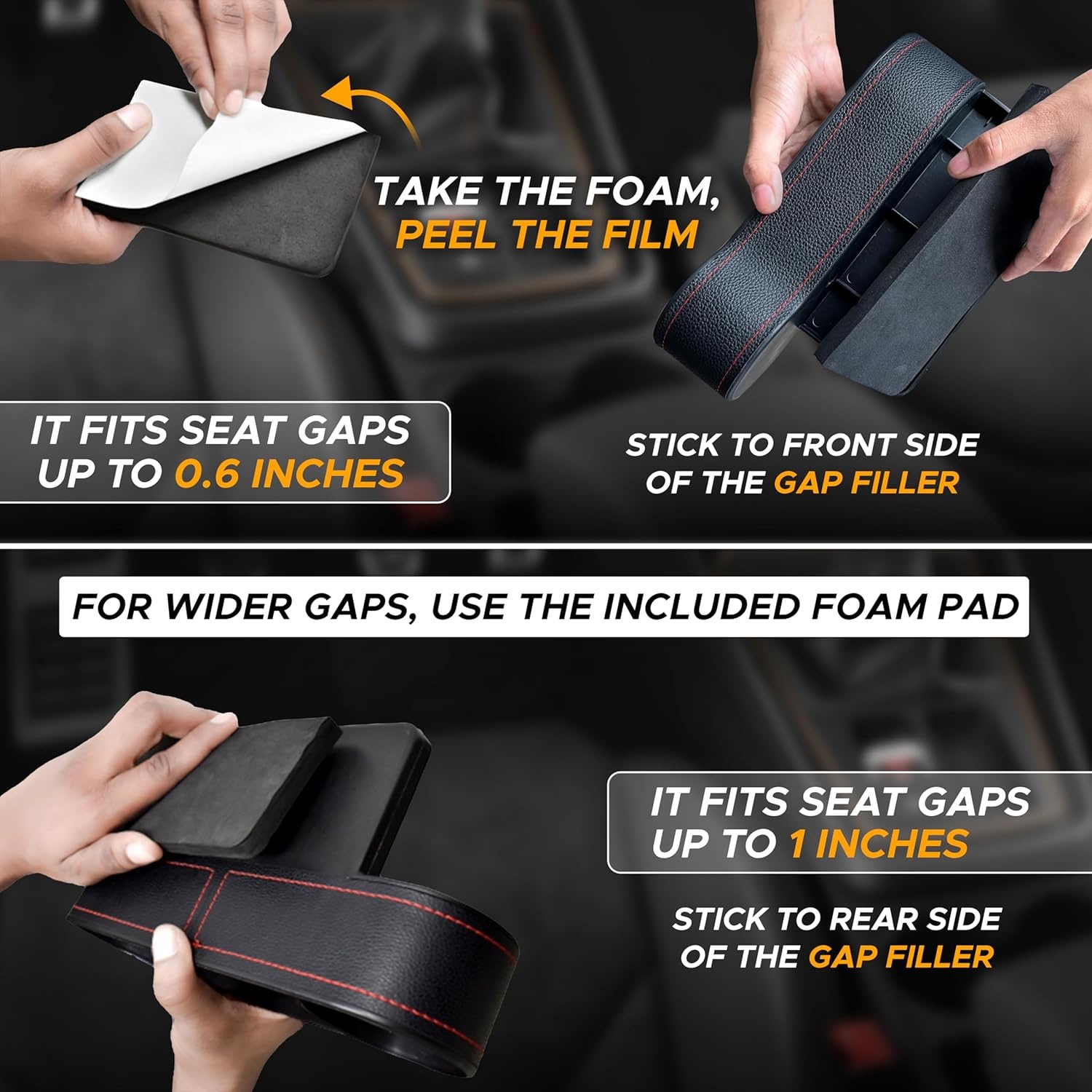 image:imageEcoNour Car Seat Gap Filler with Cup Holder 254 x 152 cm Auto Console Organizer in Between Front Seats for Holding Phone Drink and Cards Travel Accessories with 2 Headrest HooksGapfiller with Cup Holder