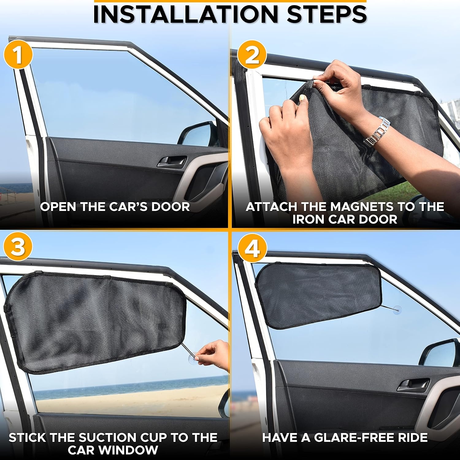 image:imageEcoNour Magnetic Car Side Window Sun Shade 1 Pack Rear Window Sunshade Covers amp Blocks UV Rays Baby Shades for Side Windows Ensures Privacy Protection Baby Car Travel Accessories 26x19Black