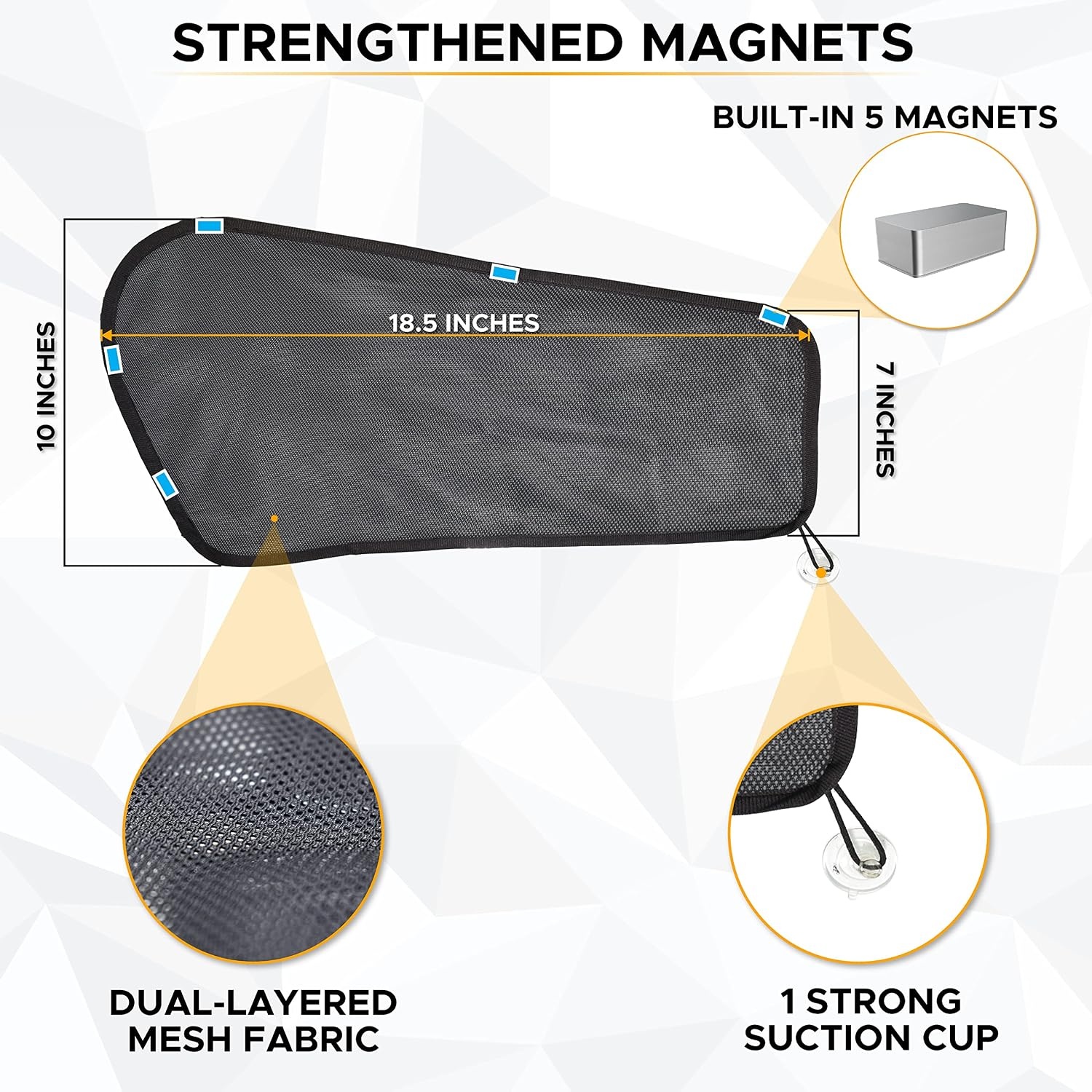 image:imageEcoNour Magnetic Car Side Window Sun Shade 1 Pack Rear Window Sunshade Covers amp Blocks UV Rays Baby Shades for Side Windows Ensures Privacy Protection Baby Car Travel Accessories 26x19Black