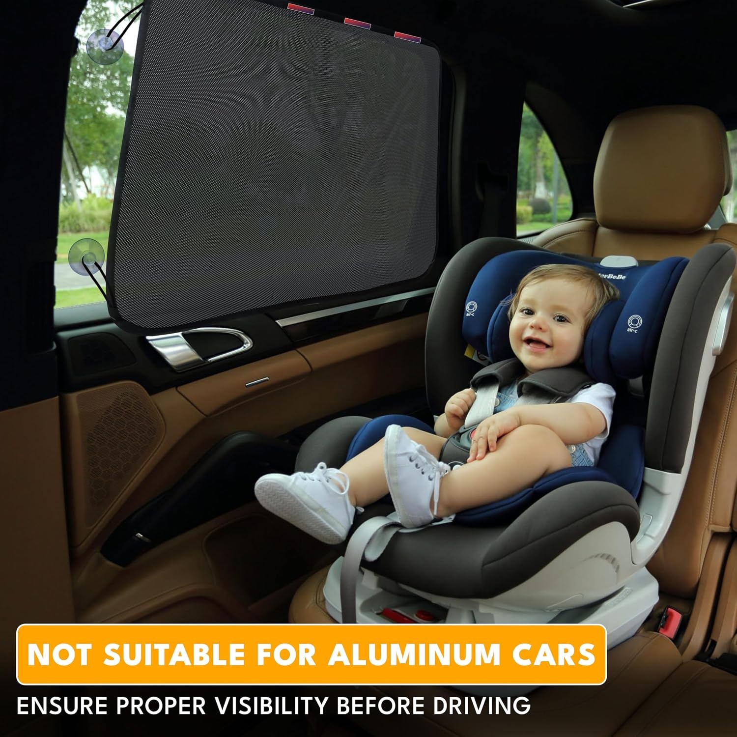 image:imageEcoNour Magnetic Car Side Window Sun Shade 1 Pack Rear Window Sunshade Covers amp Blocks UV Rays Baby Shades for Side Windows Ensures Privacy Protection Baby Car Travel Accessories 26x19Black Suction Magnet