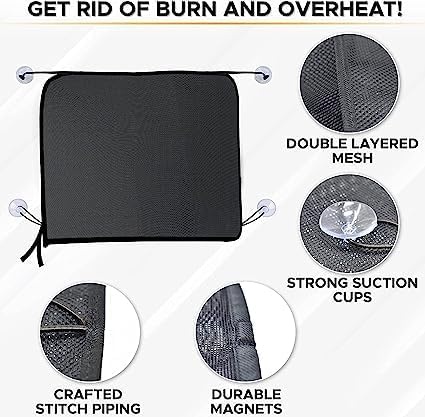 image:imageEcoNour Magnetic Car Side Window Sun Shade 1 Pack Rear Window Sunshade Covers amp Blocks UV Rays Baby Shades for Side Windows Ensures Privacy Protection Baby Car Travel Accessories 26x19Black Suction Magnet