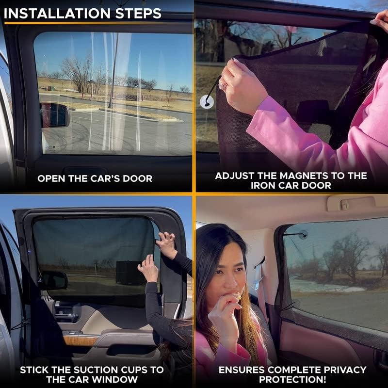 image:imageEcoNour Magnetic Car Side Window Sun Shade 1 Pack Rear Window Sunshade Covers amp Blocks UV Rays Baby Shades for Side Windows Ensures Privacy Protection Baby Car Travel Accessories 26x19Black Suction Magnet