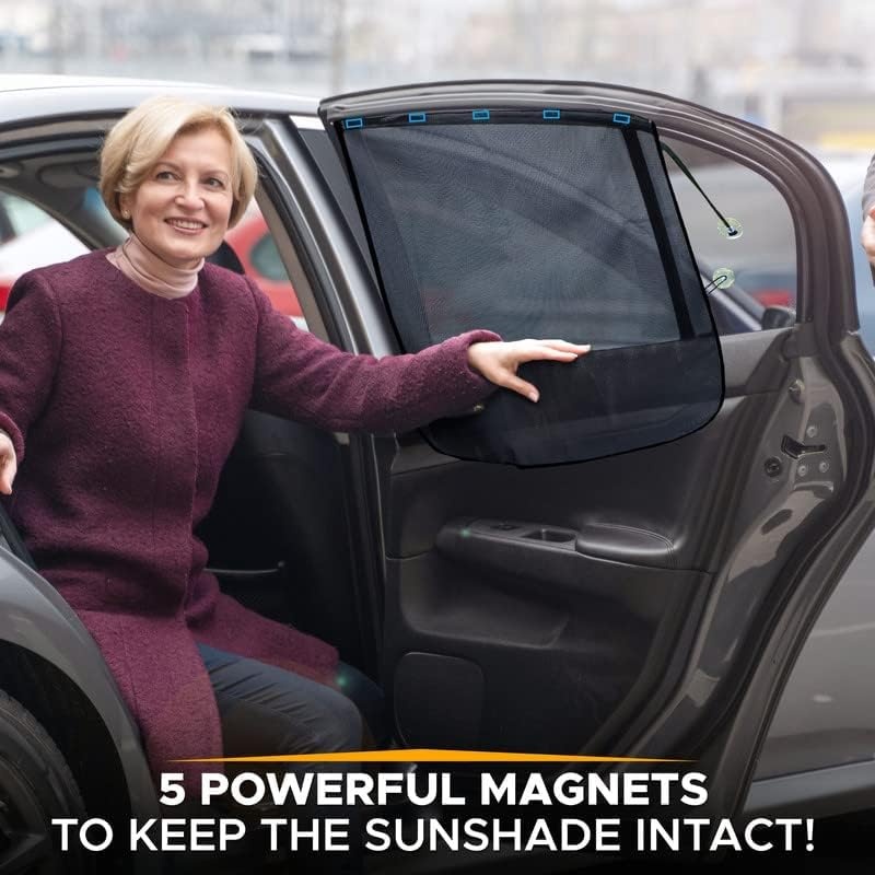 image:imageEcoNour Magnetic Car Side Window Sun Shade 1 Pack Rear Window Sunshade Covers amp Blocks UV Rays Baby Shades for Side Windows Ensures Privacy Protection Baby Car Travel Accessories 26x19Black Suction Magnet