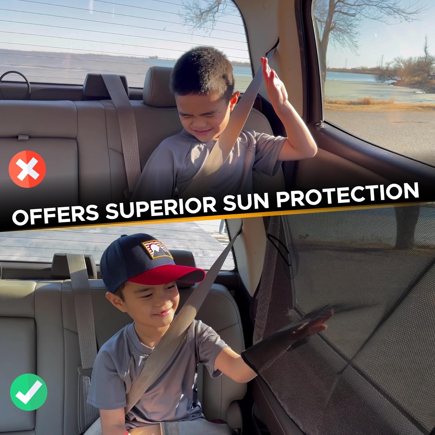 image:imageEcoNour Magnetic Car Side Window Sun Shade 1 Pack Rear Window Sunshade Covers amp Blocks UV Rays Baby Shades for Side Windows Ensures Privacy Protection Baby Car Travel Accessories 26x19Black Suction Magnet