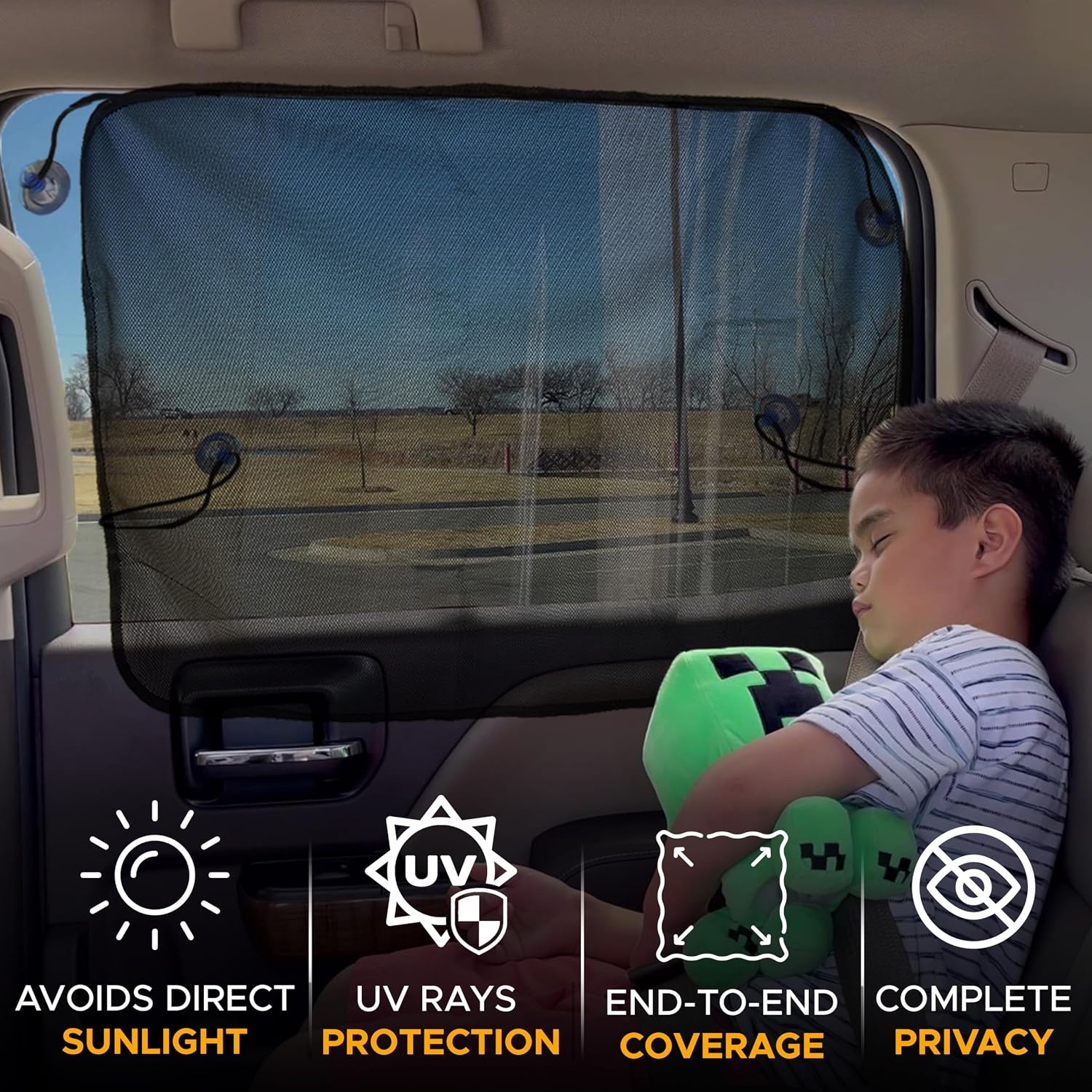 image:imageEcoNour Magnetic Car Side Window Sun Shade 1 Pack Rear Window Sunshade Covers amp Blocks UV Rays Baby Shades for Side Windows Ensures Privacy Protection Baby Car Travel Accessories 26x19Black Suction Magnet