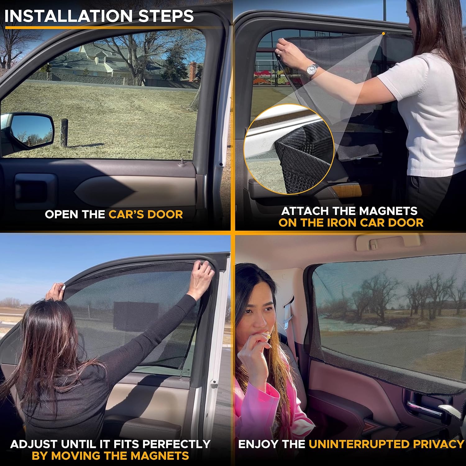 image:imageEcoNour Magnetic Side Window Sunshade2 PackRear Window Sunshades for Car Blocks Sunlight amp Keeps You Cooler Baby Car Window Shades Ensure Privacy Protection Black30 x 195 InchesBlack Rear Window