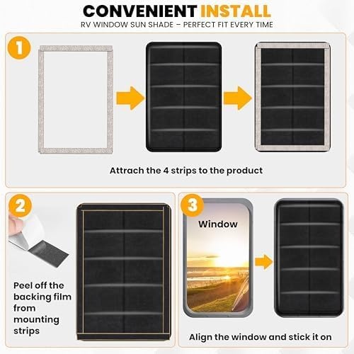 image:imageEcoNour RV Window Shade Foldable Trailer Door Window Cover for Total UV Camper Window Shade for Privacy Blackout Trailer Accessories for Camper Windows 25x16 inchesBlack