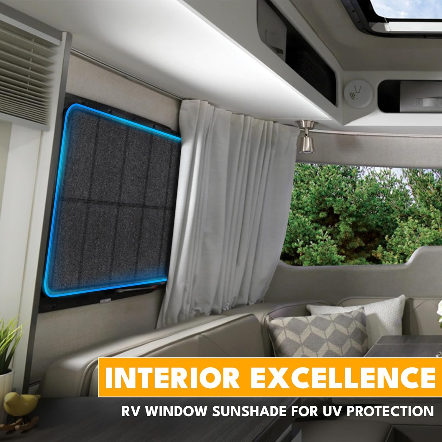 image:imageEcoNour RV Window Shade Foldable Trailer Door Window Cover for Total UV Camper Window Shade for Privacy Blackout Trailer Accessories for Camper Windows 25x16 inchesBlack