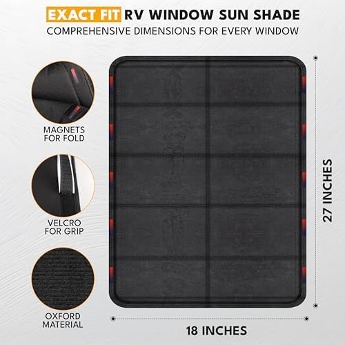 image:imageEcoNour RV Window Shade Foldable Trailer Door Window Cover for Total UV Camper Window Shade for Privacy Blackout Trailer Accessories for Camper Windows 25x16 inchesBlack