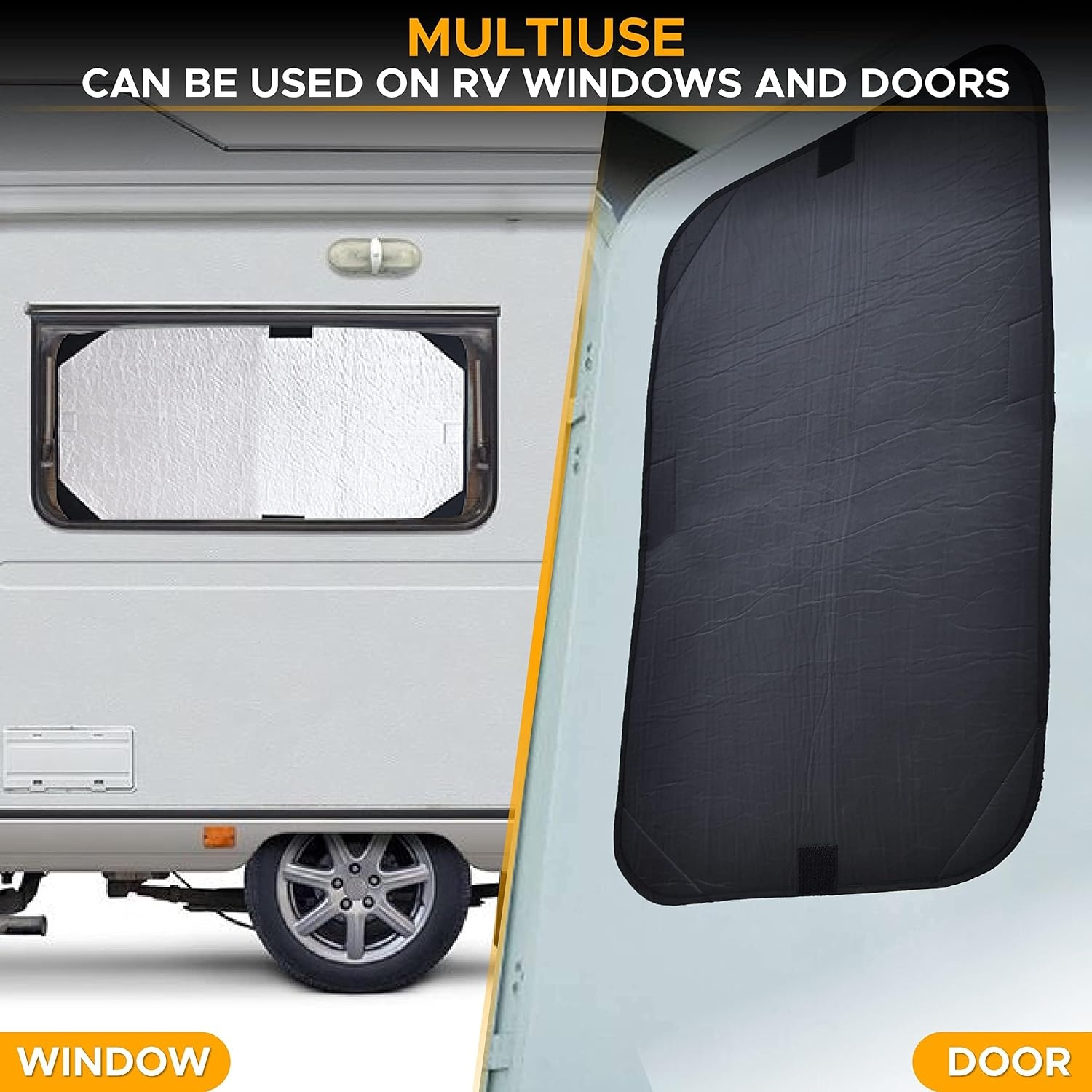 image:imageEcoNour RV Window Shade Foldable Trailer Door Window Cover for Total UV Camper Window Shade for Privacy Blackout Trailer Accessories for Camper Windows 25x16 inchesBlack