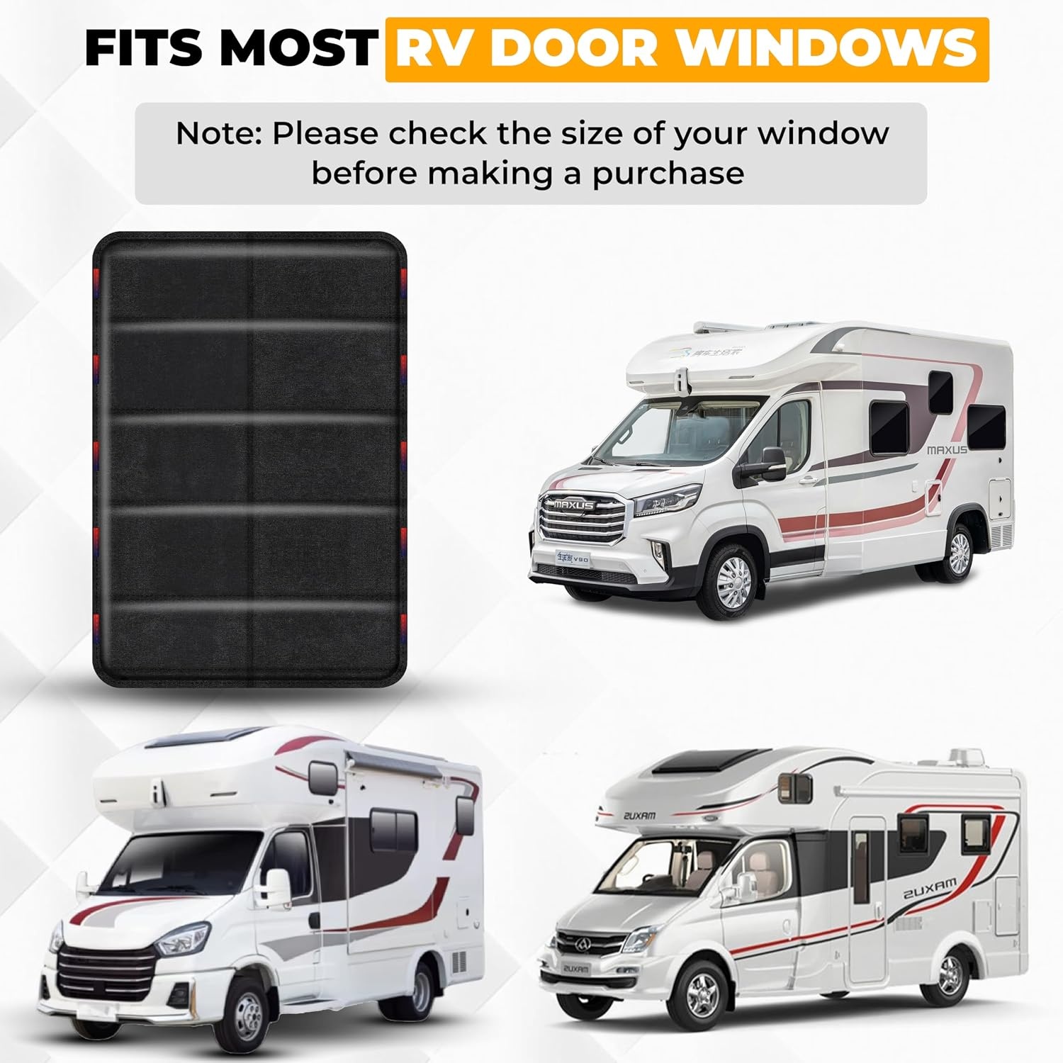 image:imageEcoNour RV Window Shade Foldable Trailer Door Window Cover for Total UV Camper Window Shade for Privacy Blackout Trailer Accessories for Camper Windows 25x16 inchesBlack