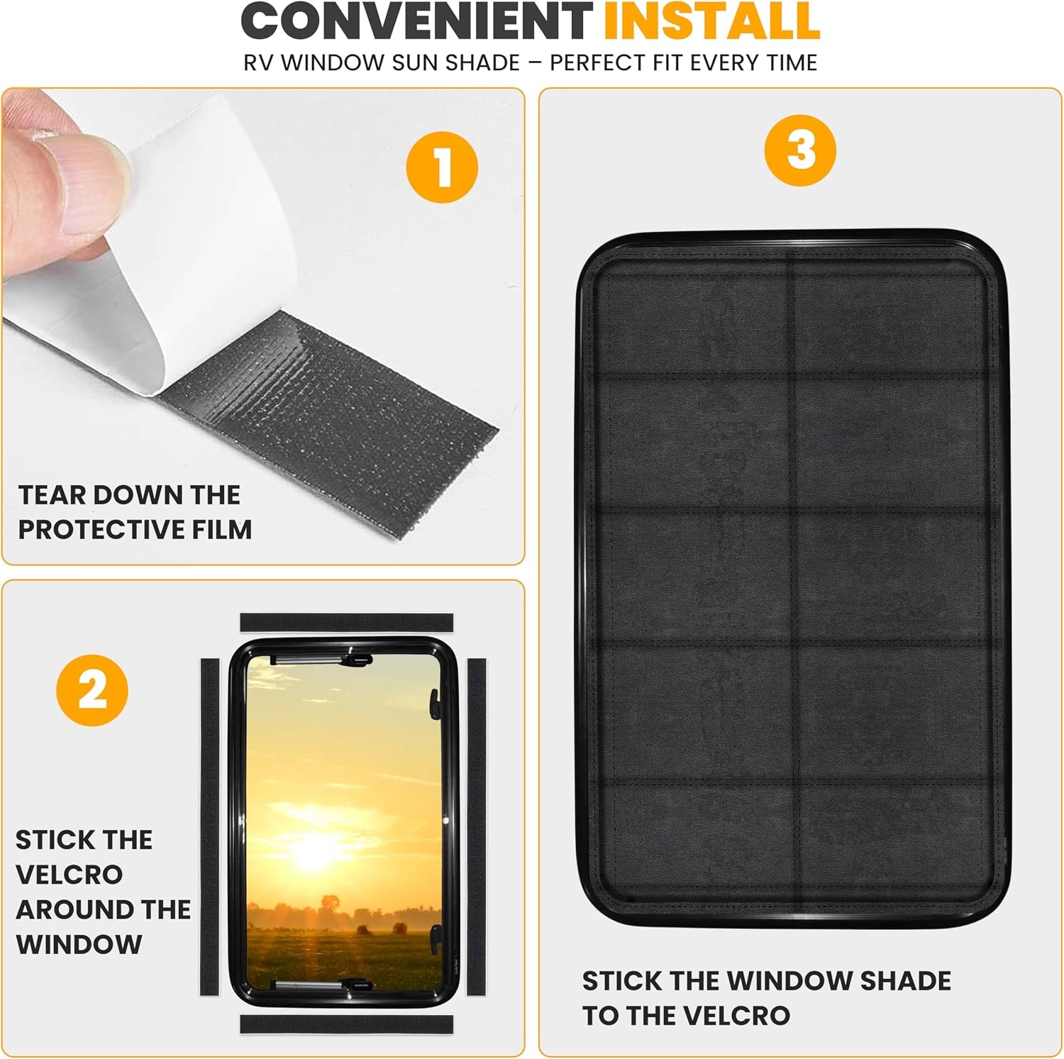 image:imageEcoNour RV Window Shade Foldable Trailer Door Window Cover for Total UV Camper Window Shade for Privacy Blackout Trailer Accessories for Camper Windows 25x16 inchesBlack