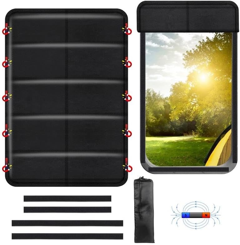 image:imageEcoNour RV Window Shade Foldable Trailer Door Window Cover for Total UV Camper Window Shade for Privacy Blackout Trailer Accessories for Camper Windows 25x16 inchesBlack