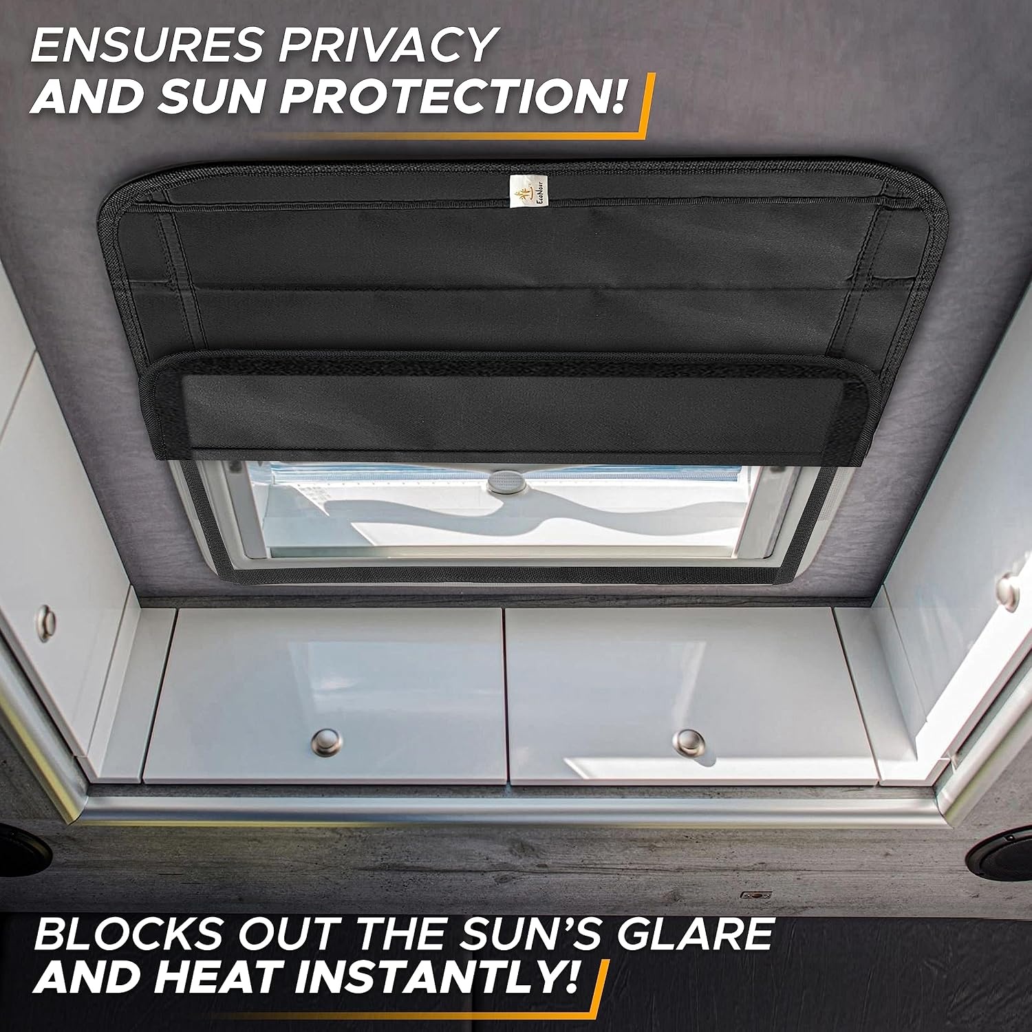 image:imageEcoNour RV Window Shade Foldable Trailer Door Window Cover for Total UV Camper Window Shade for Privacy Blackout Trailer Accessories for Camper Windows 25x16 inchesBlack