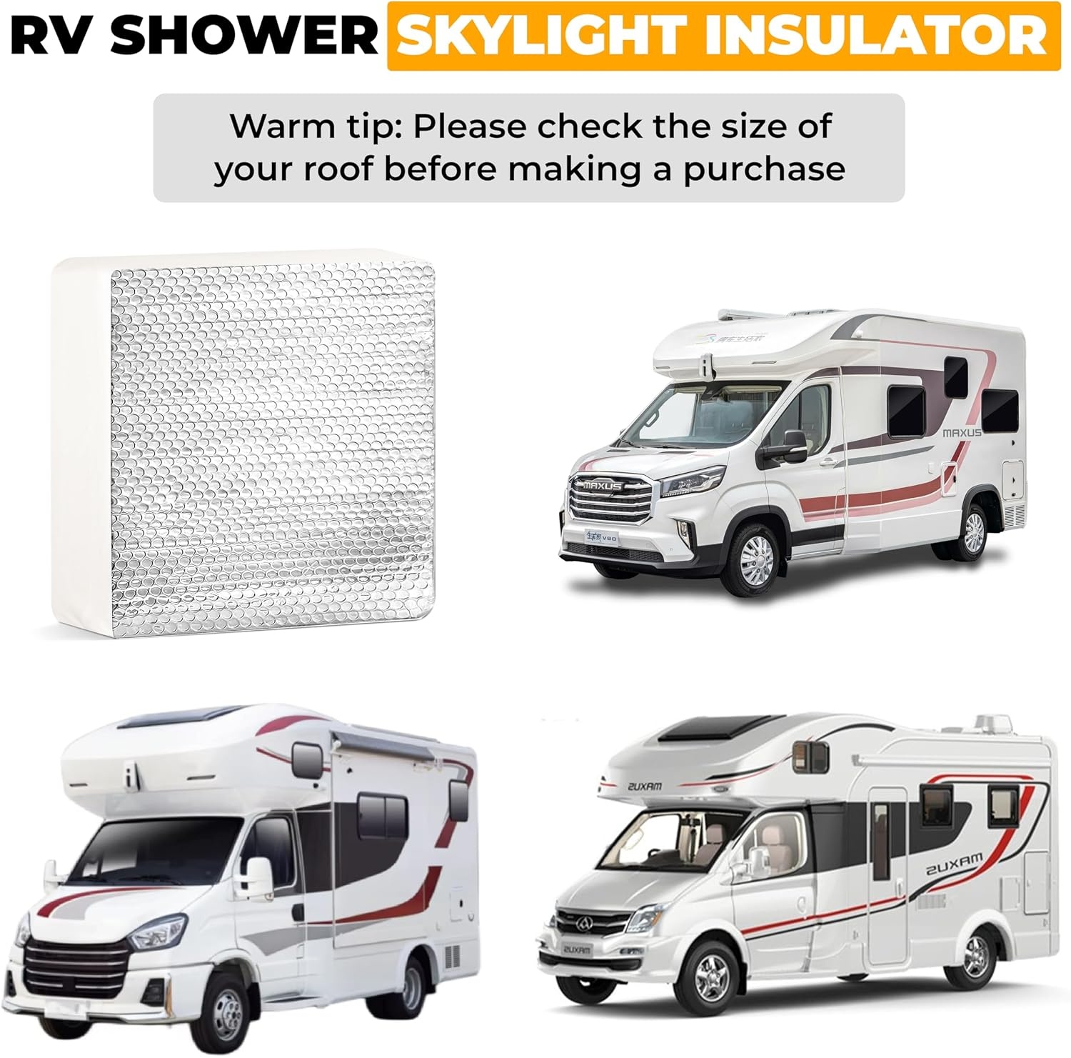 image:imageEcoNour RV Window Shade Foldable Trailer Door Window Cover for Total UV Camper Window Shade for Privacy Blackout Trailer Accessories for Camper Windows 25x16 incheswhite