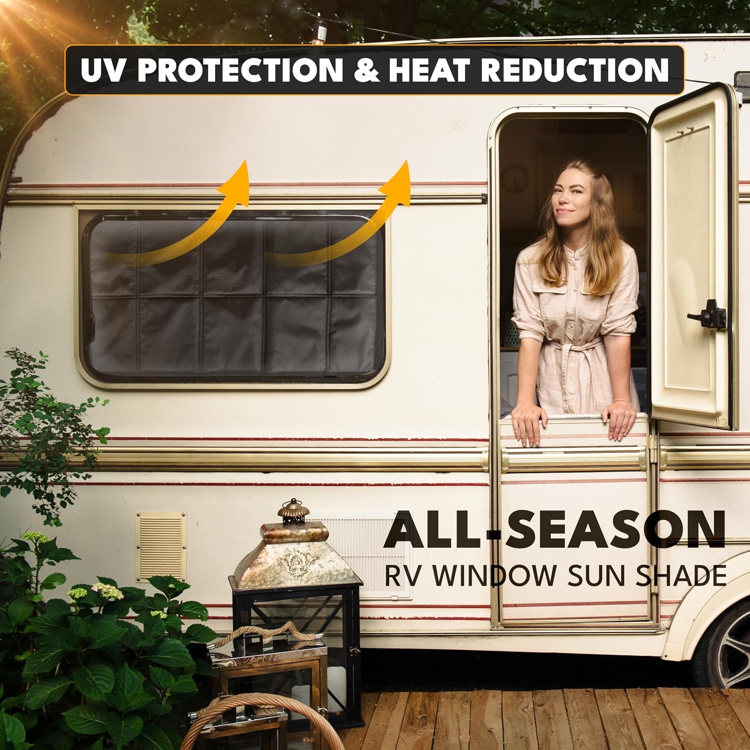 image:imageEcoNour RV Window Shade Foldable Trailer Door Window Cover for Total UV Camper Window Shade for Privacy Blackout Trailer Accessories for Camper Windows 25x16 inchesBlack