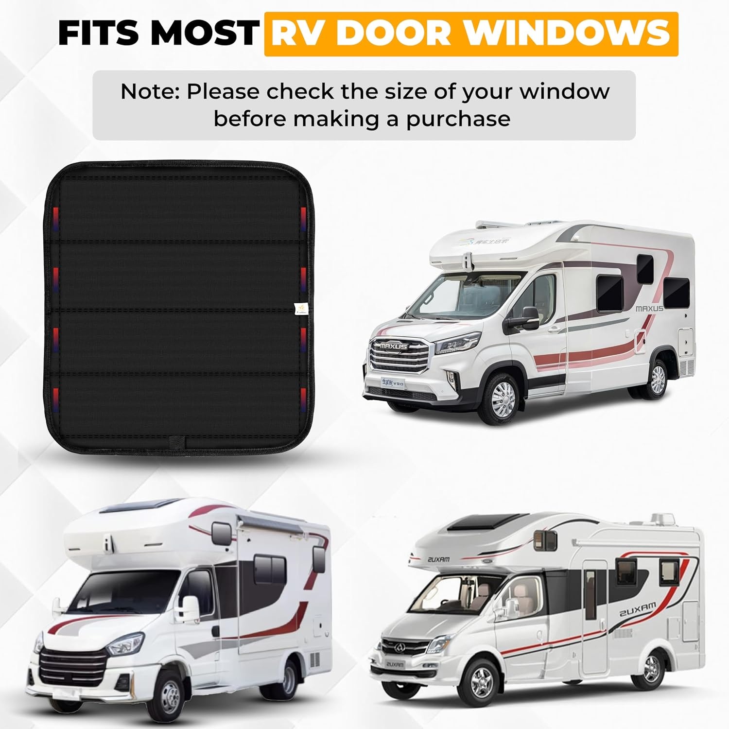 image:imageEcoNour RV Window Shade Foldable Trailer Door Window Cover for Total UV Camper Window Shade for Privacy Blackout Trailer Accessories for Camper Windows 25x16 inchesBlack
